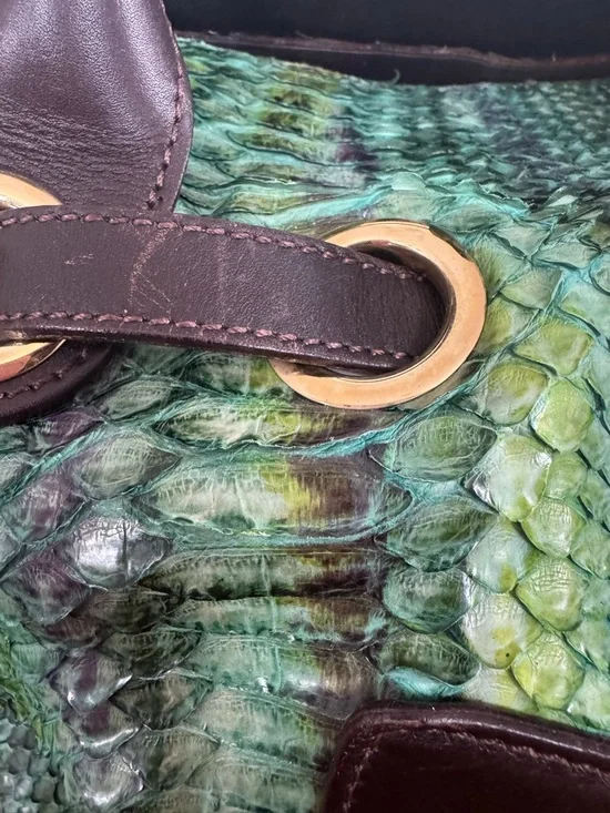 EUC - Jimmy Choo Ramona Python Skin Shoulder Bag - Green w/ Hints of Purple -COA - Picture 3 of 13